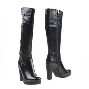 Cesare  PACIOTTI 4US black leather platform tall boots size 41 US 11